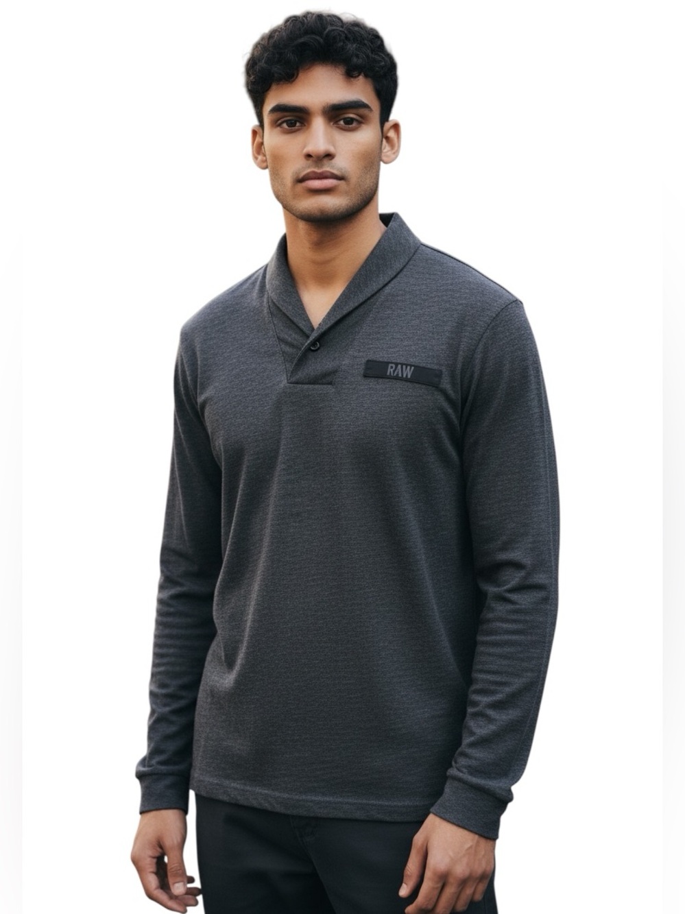G-Star RAW Men's XL Gray Shawl Collar Long Sleeve Pullover